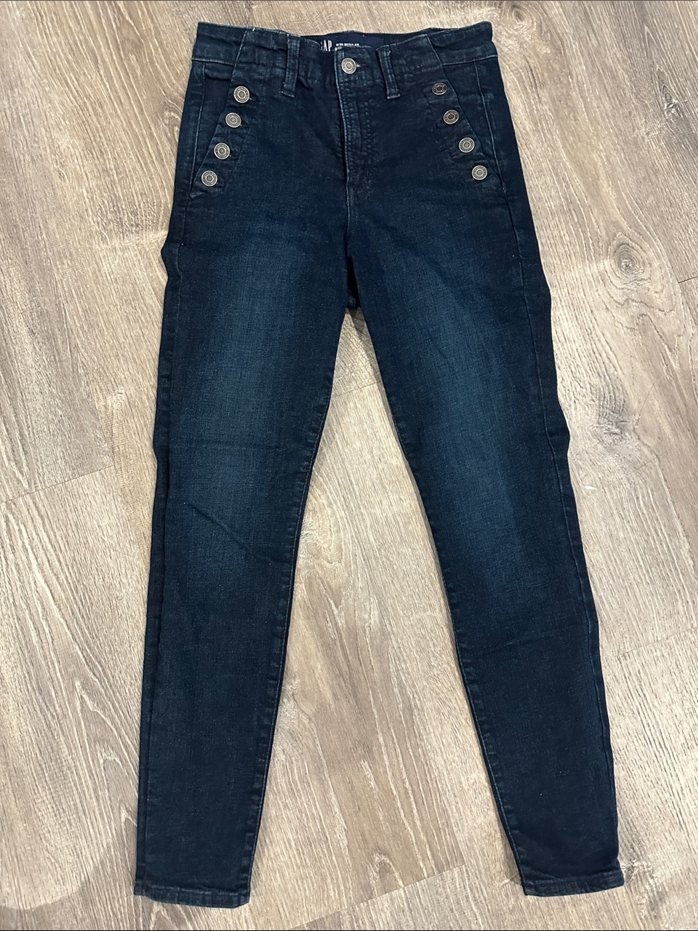 GAP Dark Wash High-Rise Button-Accent Women’s Jeans